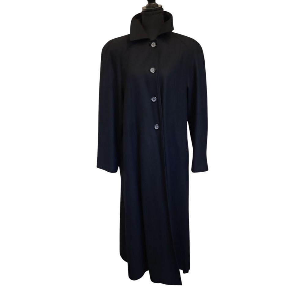 harve' bernard Elegant Black Long Coat sz 10 vintage